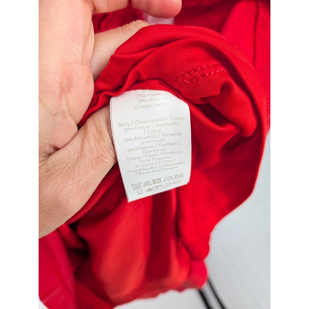 Boden Scalloped Eyelet Dress Women 8 Red 3/4 Sleeve Knee Length Holiday Office - Picture 5 of 7